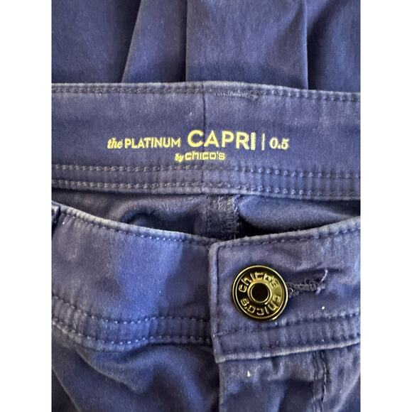 Chico's The Platinum Capri Royal Blue Pants Size 0.5 Small Soft Touch Stretch - Picture 3 of 5
